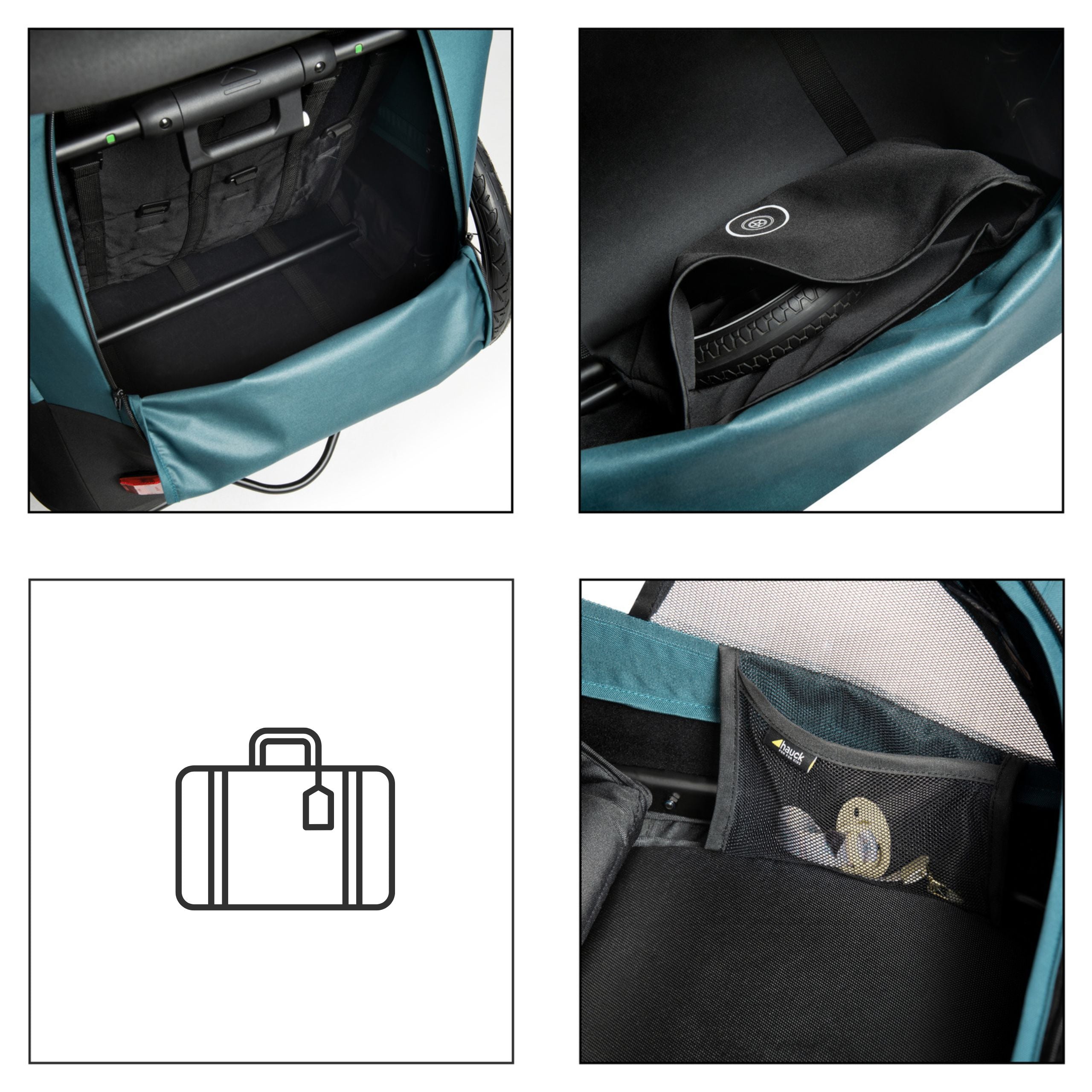 Hauck Dryk Duo - przyczepka rowerowa dwuosobowa | Ocean Green.