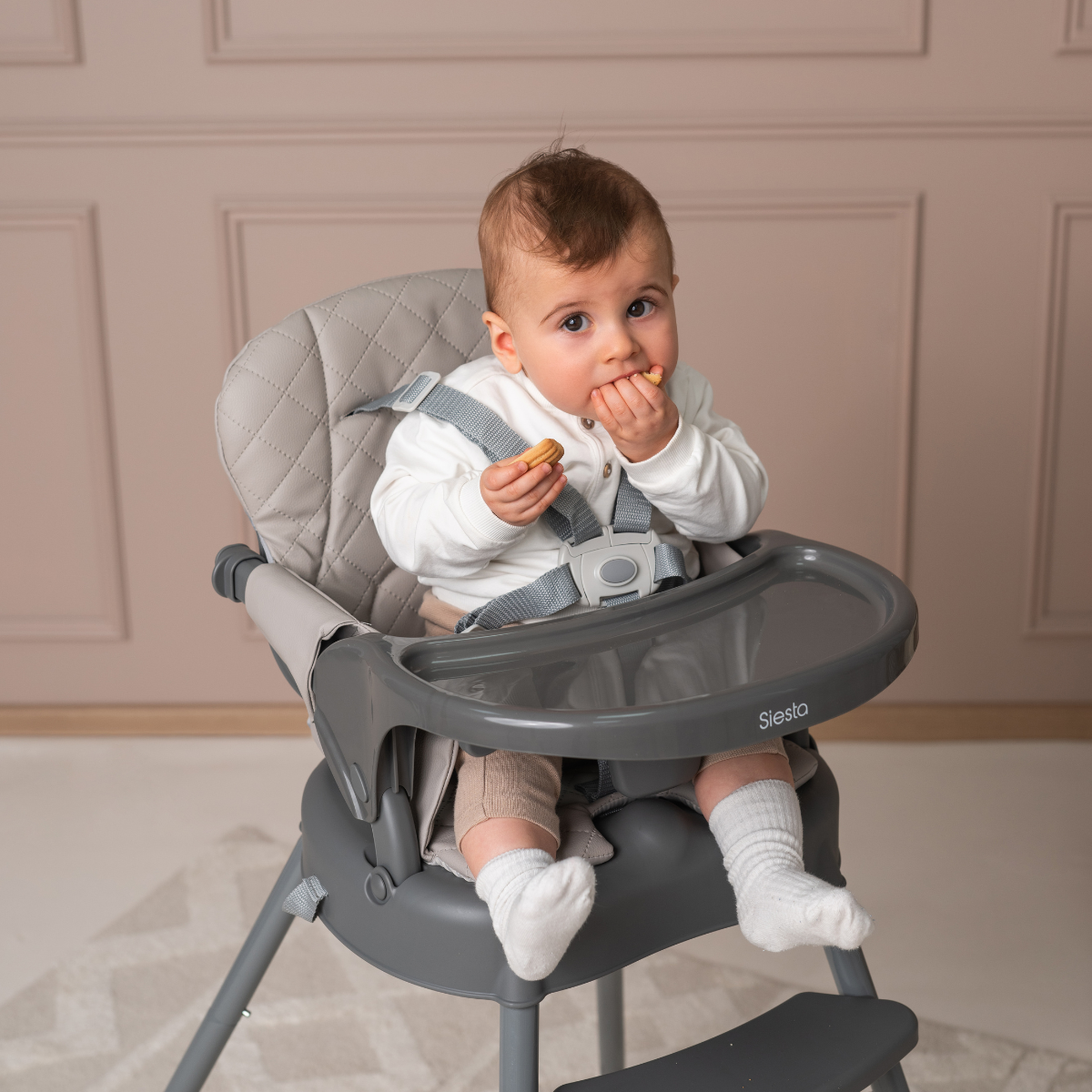 Lorelli Siesta - krzestełko do karmenia 3w1 | Grey Leather.