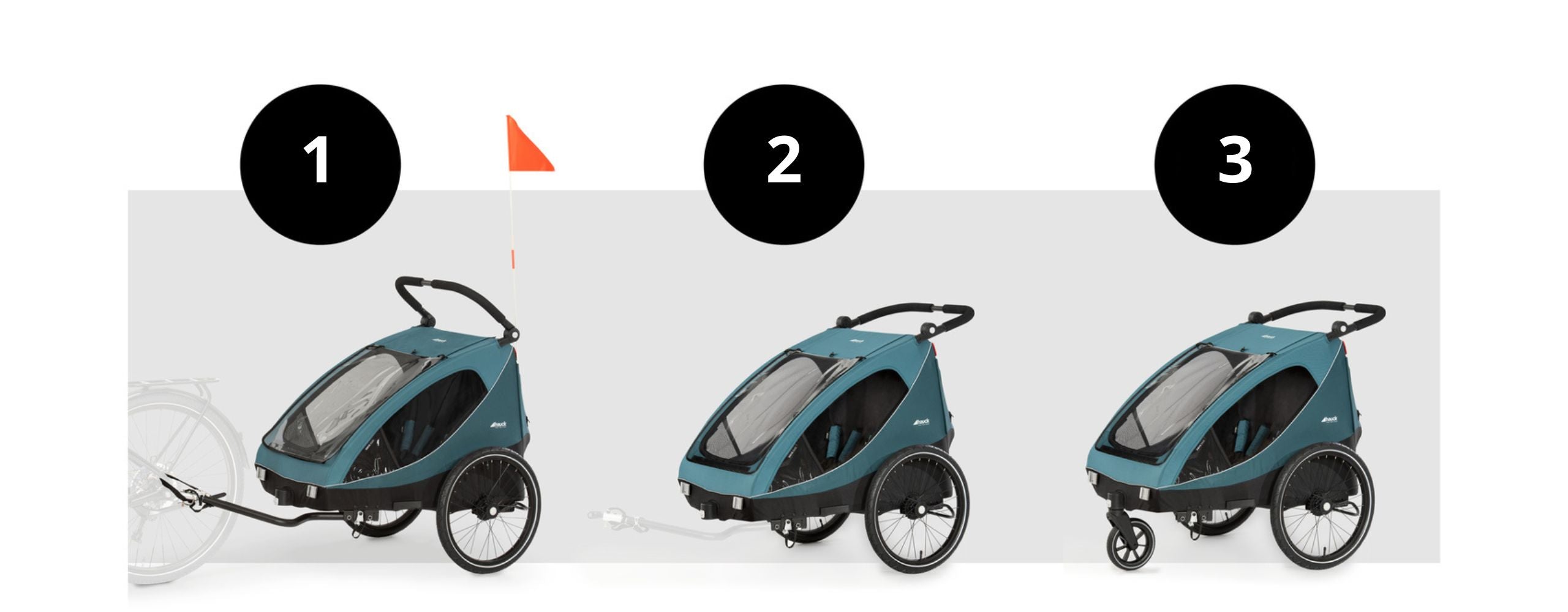 Hauck Dryk Duo - przyczepka rowerowa dwuosobowa | Ocean Green.