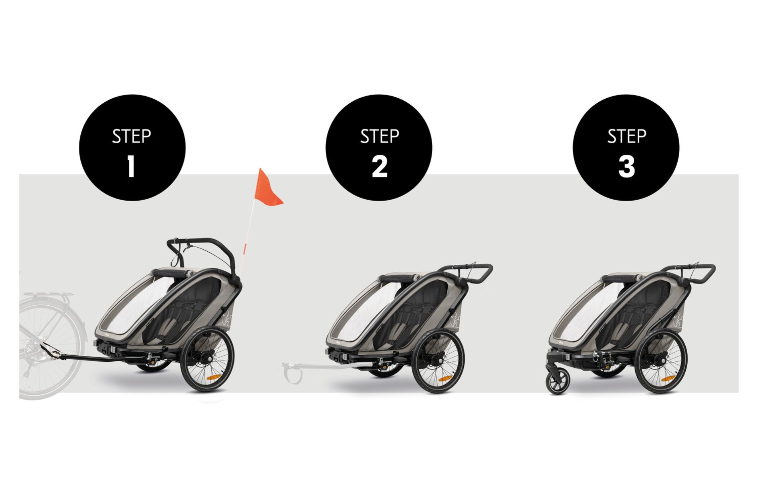 Hauck Bike n Walk duo - przyczepka rowerowa dwuosobowa | Light Grey.