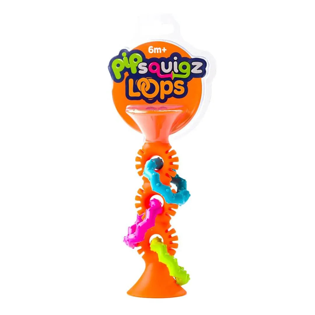 Fat Brain Toys - pomarańczowa bobo przyssawka PipSquigz Loops - JasieBasie.pl