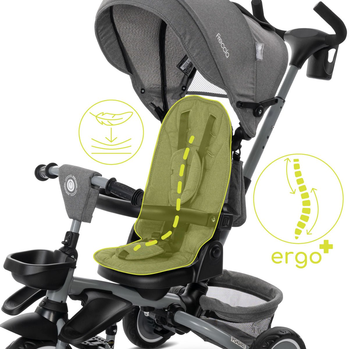 Lorelli Freccia - rowerek trójkołowy 5w1 pchacz składany z funkcją wolnego koła szary.