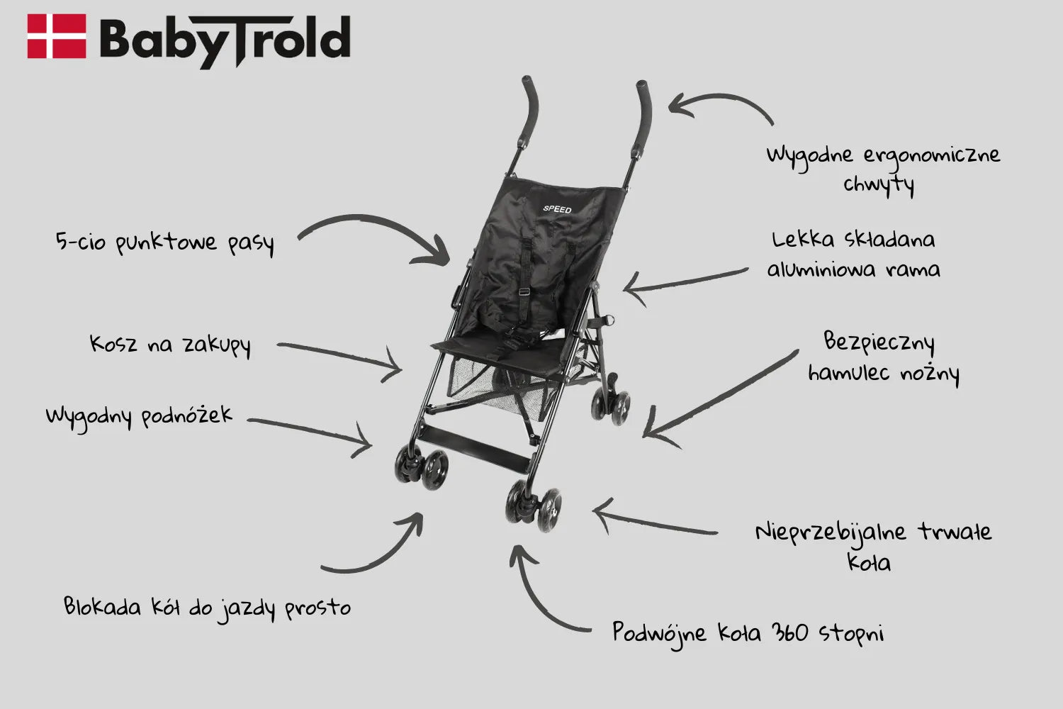 Spacerówka BabyTrold Speed czarny