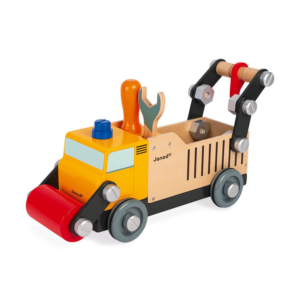 Janod - drewniana ciężarówka do składania z narzędziami Brico'kids