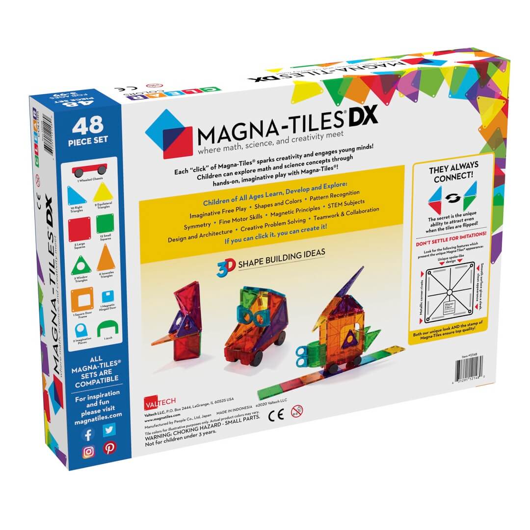 Magna Tiles zestaw 48 elementów klocki magnetyczne dla dzieci