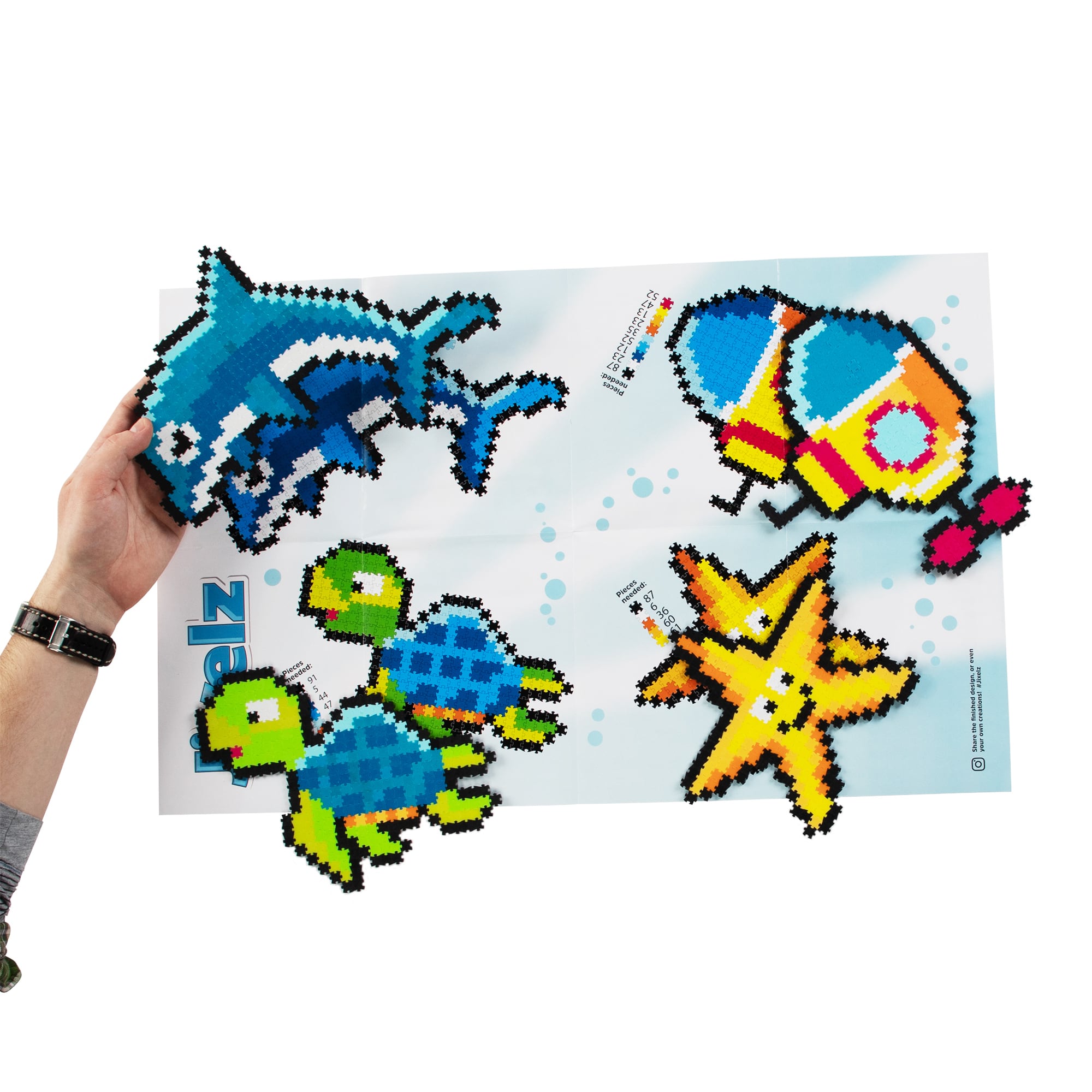 morski zestaw puzzelków pixelków #wariant_pod wodą