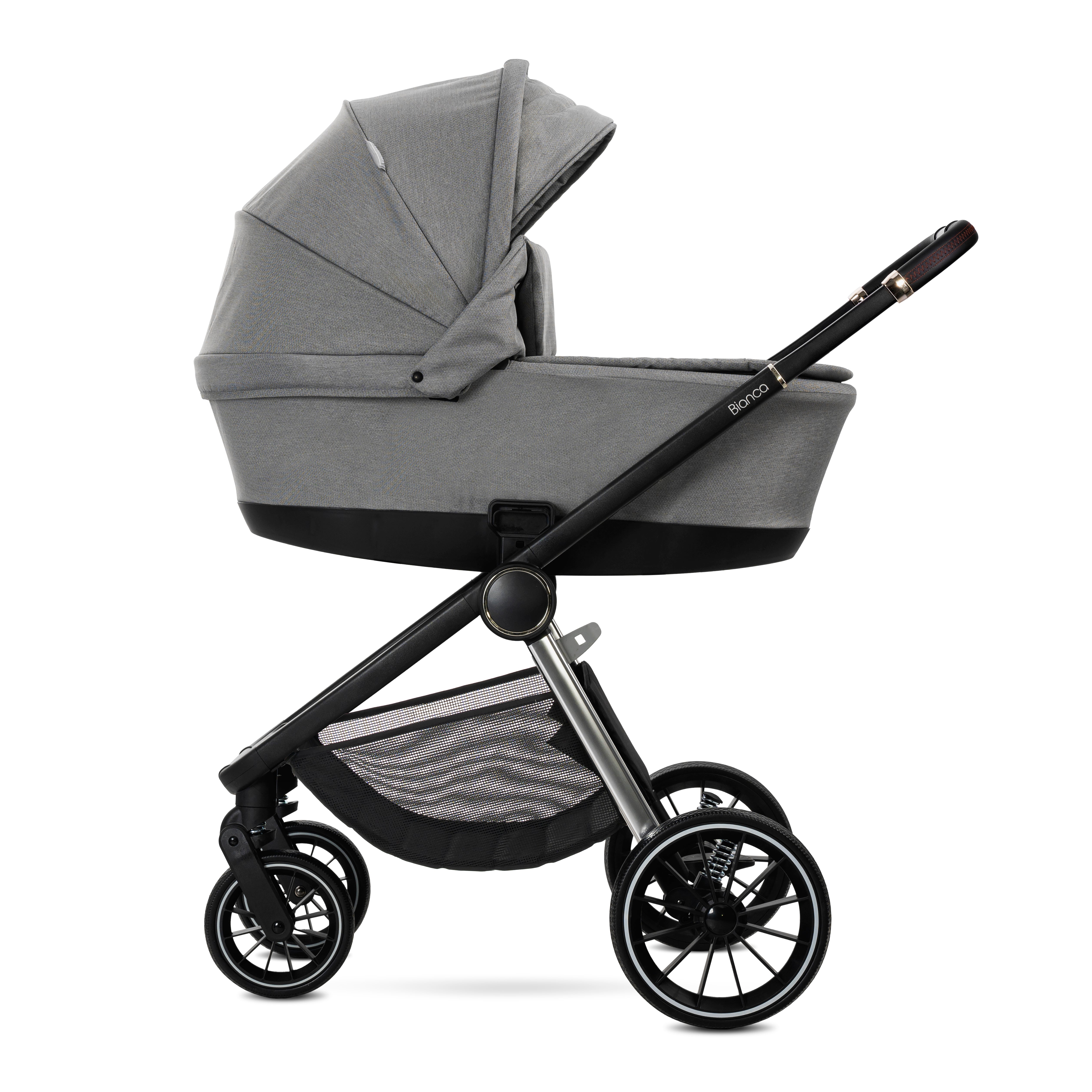 Lorelli Bianca - wózek wielofukcyjny 3w1 do 22kg + fotelik Aria Luxe | Grey