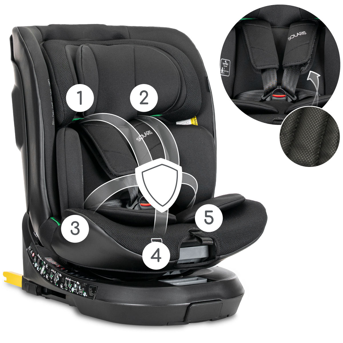 Lorelli Solaris - fotelik i-Size ISOFIX 40-150cm 360 SPS | Black