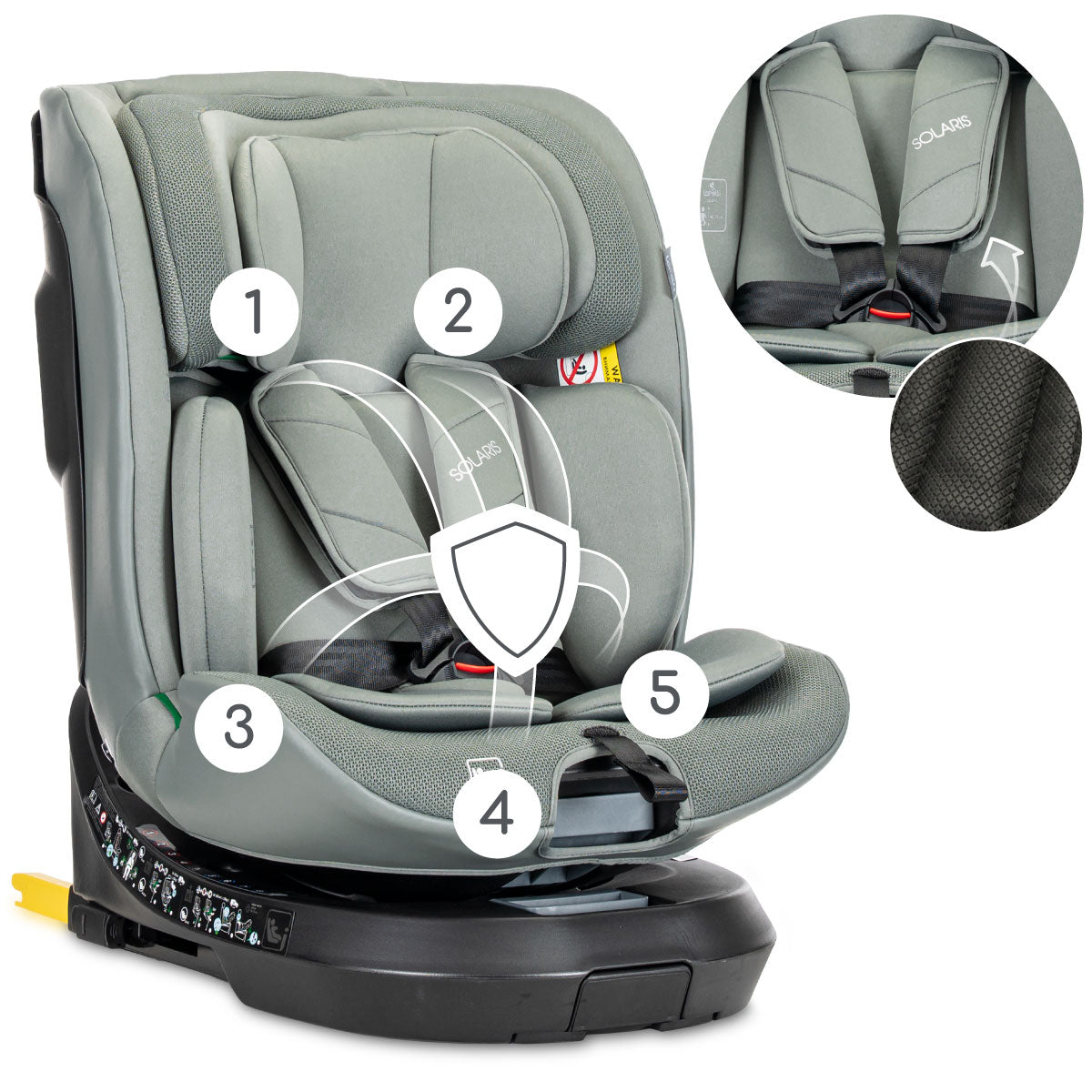 Lorelli Solaris - fotelik i-Size ISOFIX 40-150cm 360 SPS | Green