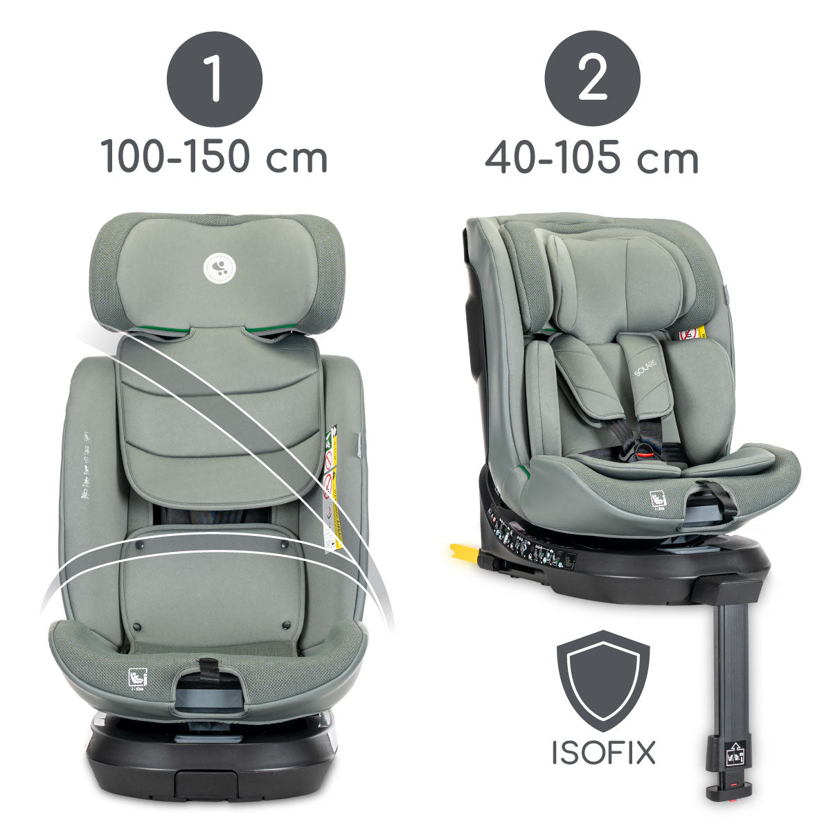 Lorelli Solaris - fotelik i-Size ISOFIX 40-150cm 360 SPS | Green