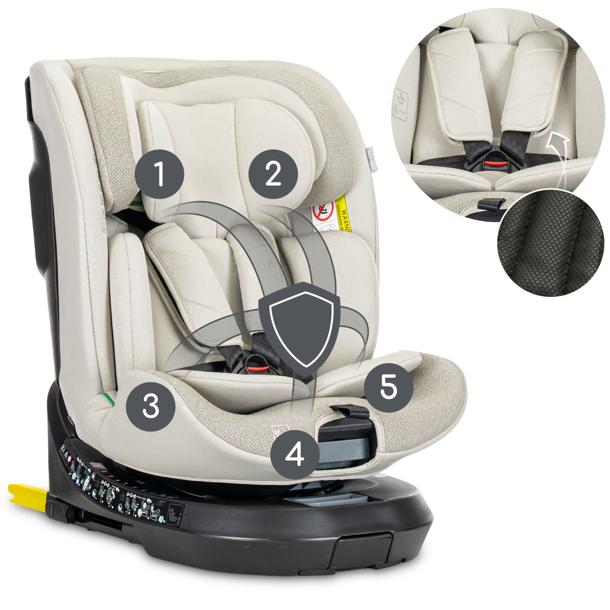 Lorelli Solaris - fotelik i-Size ISOFIX 40-150cm 360 SPS | Beige