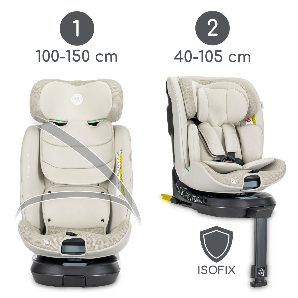 Lorelli Solaris - fotelik i-Size ISOFIX 40-150cm 360 SPS | Beige