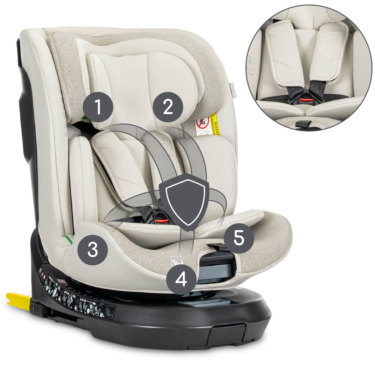 Lorelli Solaris - fotelik i-Size ISOFIX 40-150cm 360 SPS | Beige