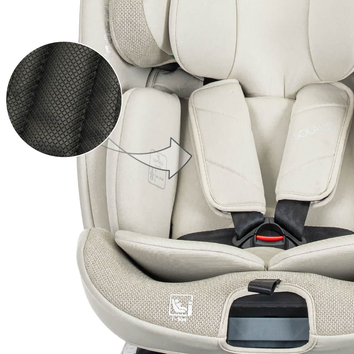 Lorelli Solaris - fotelik i-Size ISOFIX 40-150cm 360 SPS | Beige
