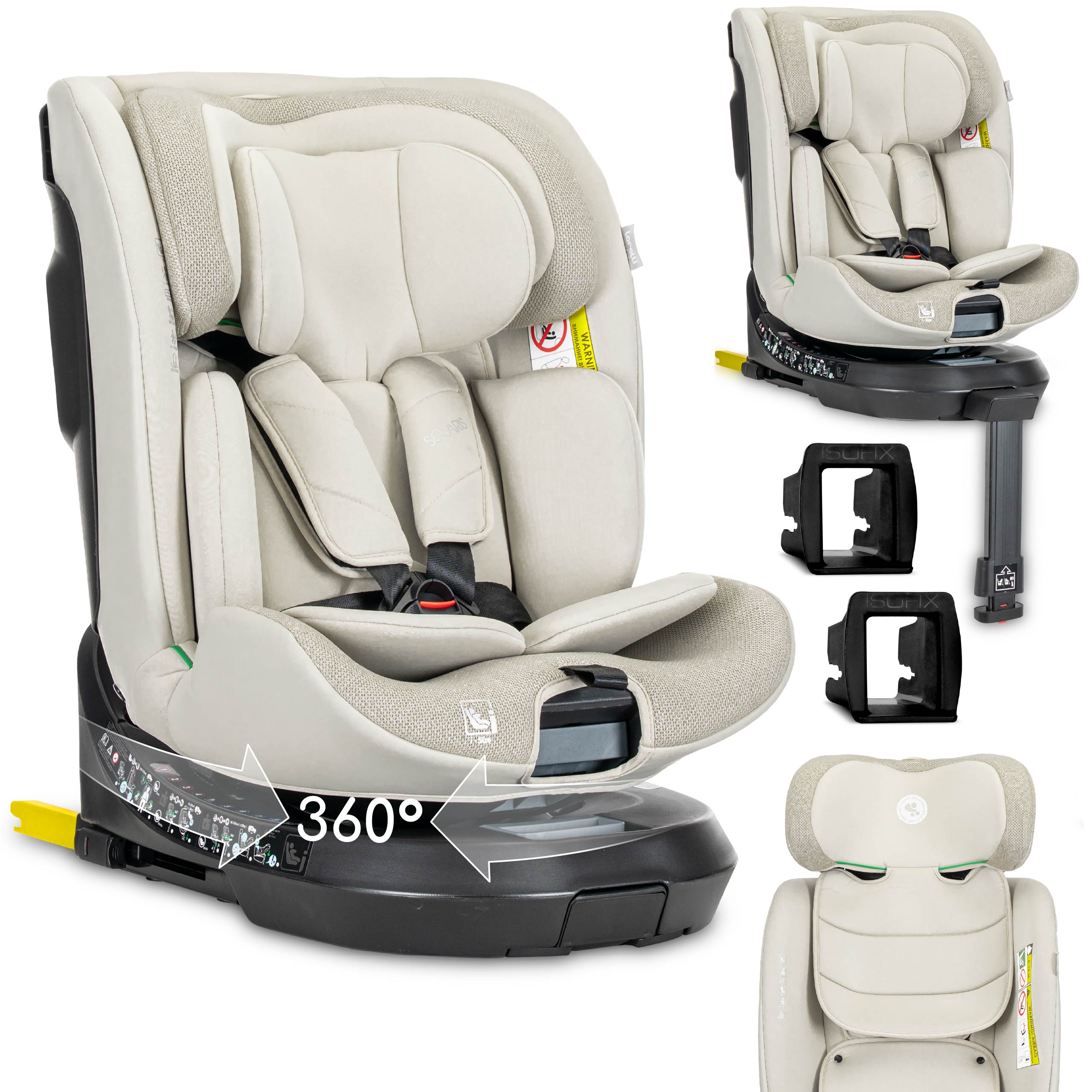 Lorelli Solaris - fotelik i-Size ISOFIX 40-150cm 360 SPS | Beige