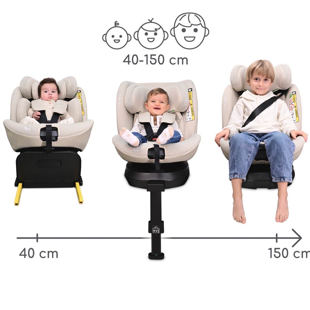 Lorelli Solaris - fotelik i-Size ISOFIX 40-150cm 360 SPS | Beige