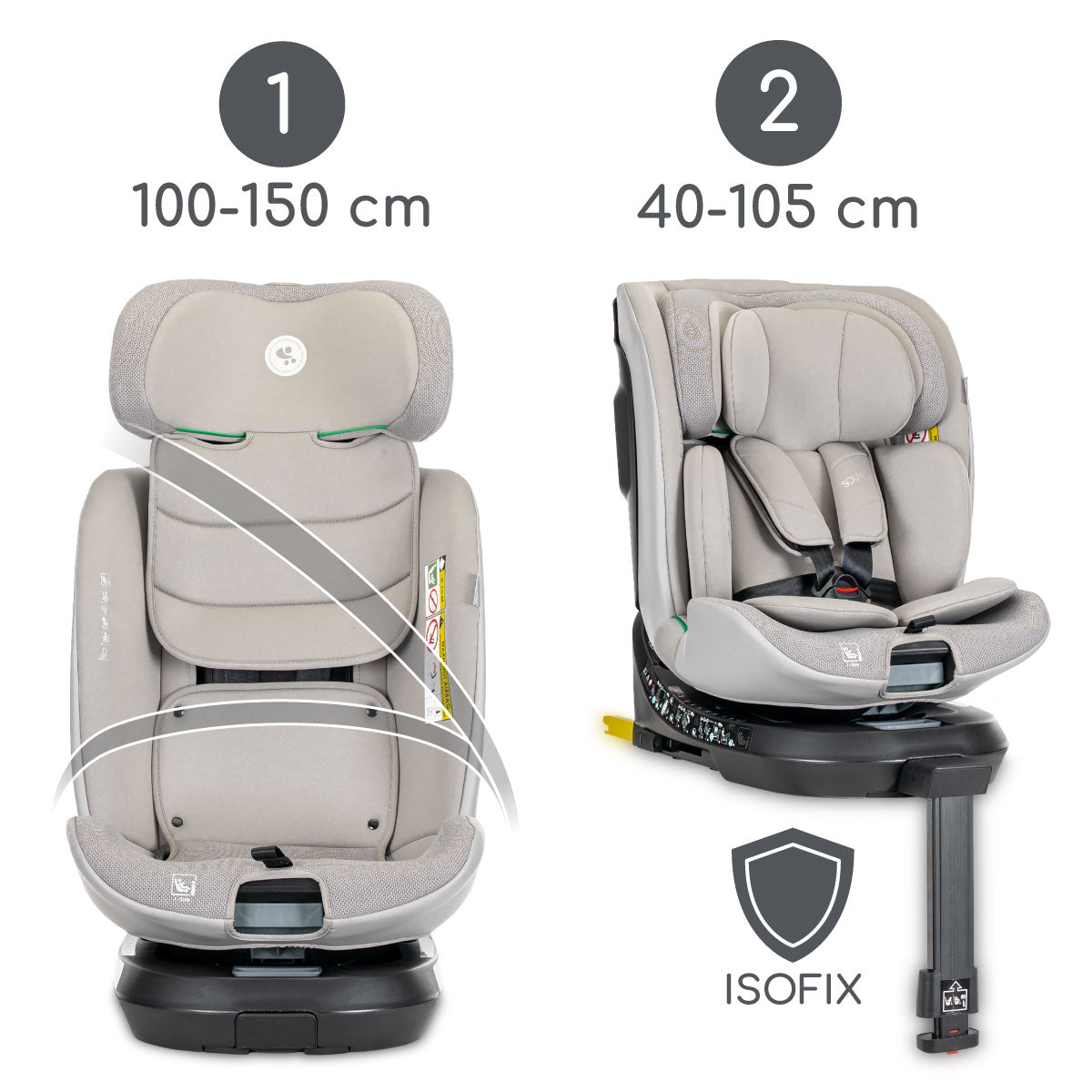 Lorelli Solaris - fotelik i-Size ISOFIX 40-150cm 360 SPS | Grey