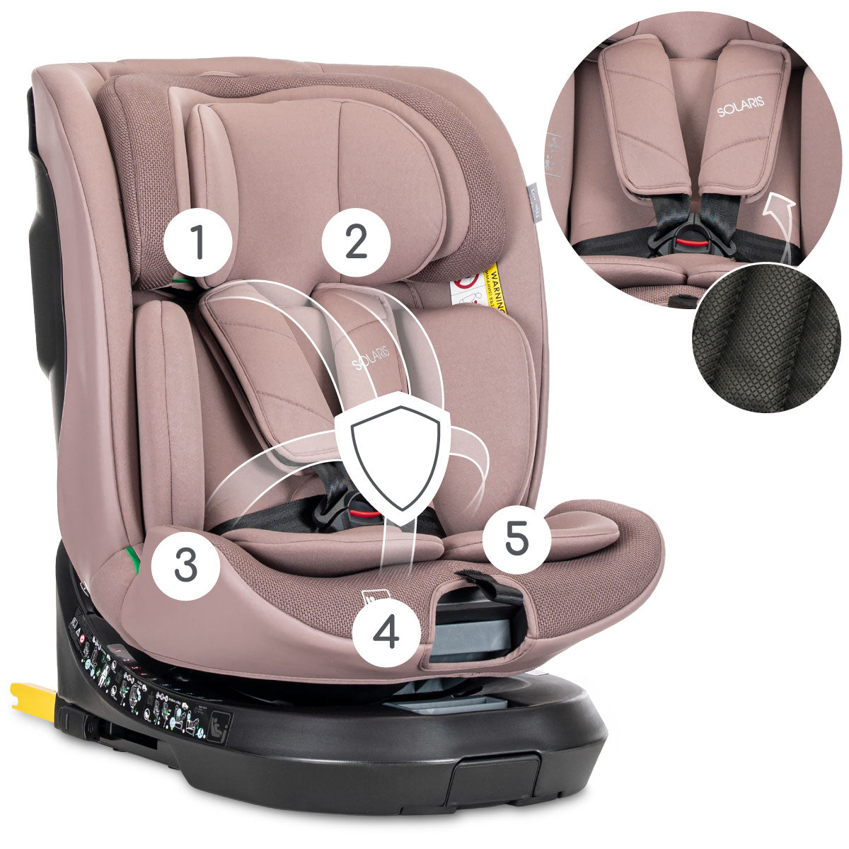 Lorelli Solaris - fotelik i-Size ISOFIX 40-150cm 360 SPS | Pink