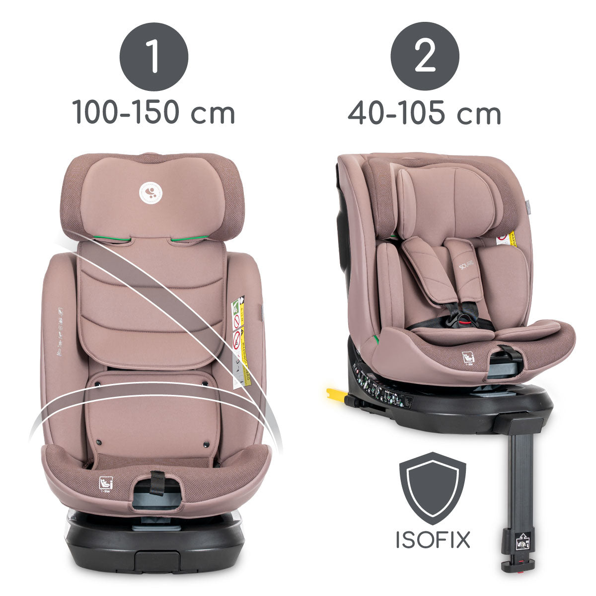 Lorelli Solaris - fotelik i-Size ISOFIX 40-150cm 360 SPS | Pink