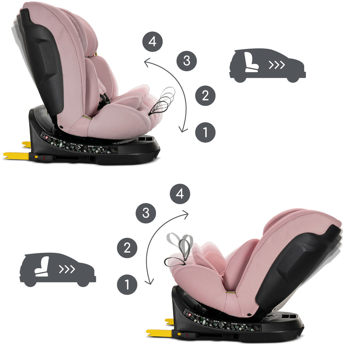 Lorelli Solaris - fotelik i-Size ISOFIX 40-150cm 360 SPS | Pink