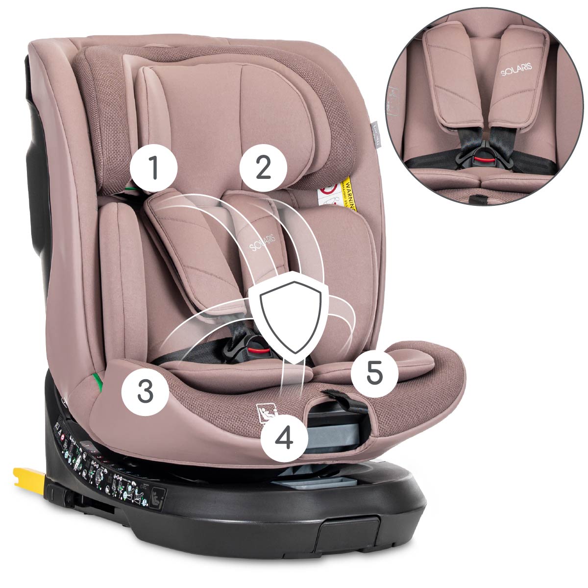 Lorelli Solaris - fotelik i-Size ISOFIX 40-150cm 360 SPS | Pink