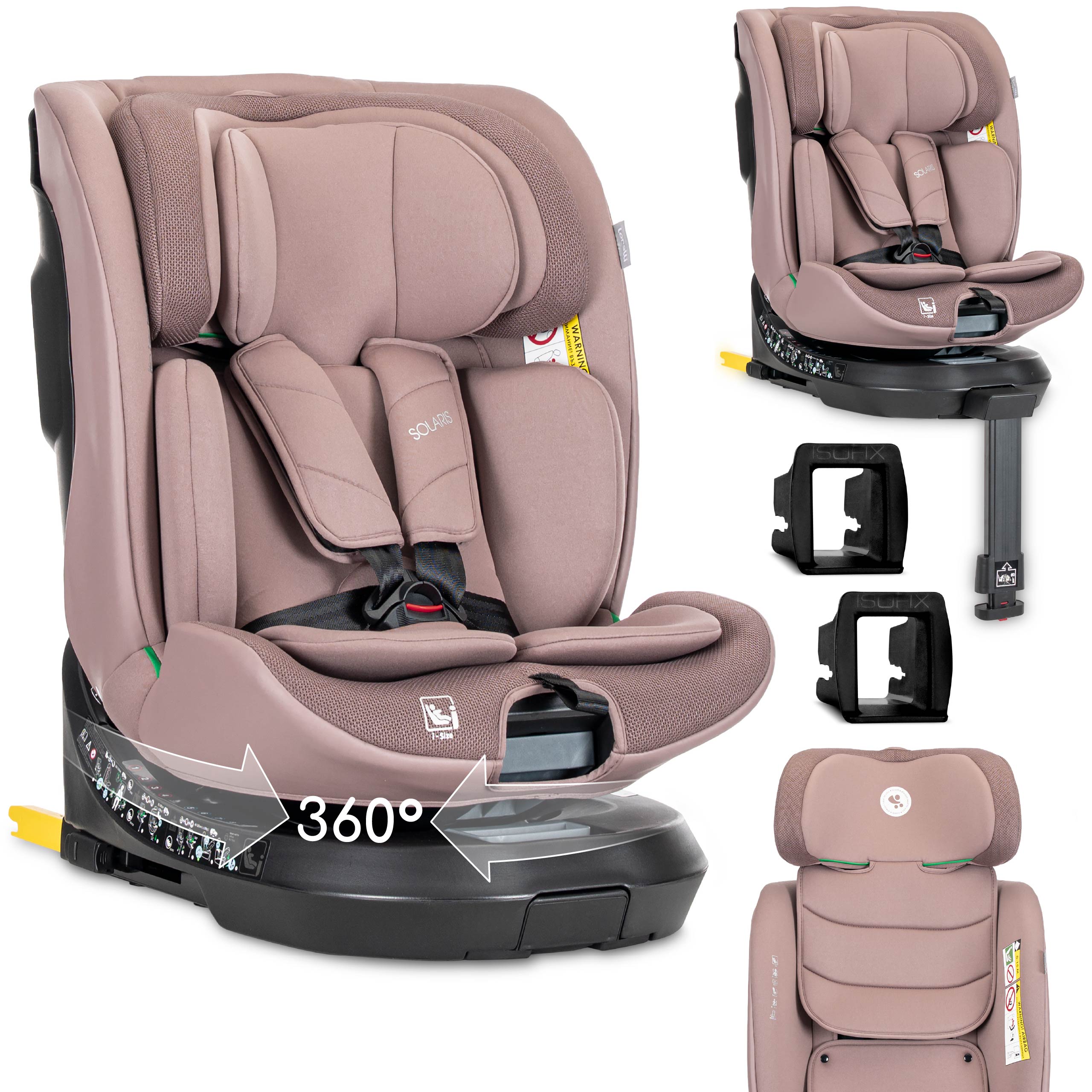 Lorelli Solaris - fotelik i-Size ISOFIX 40-150cm 360 SPS | Pink