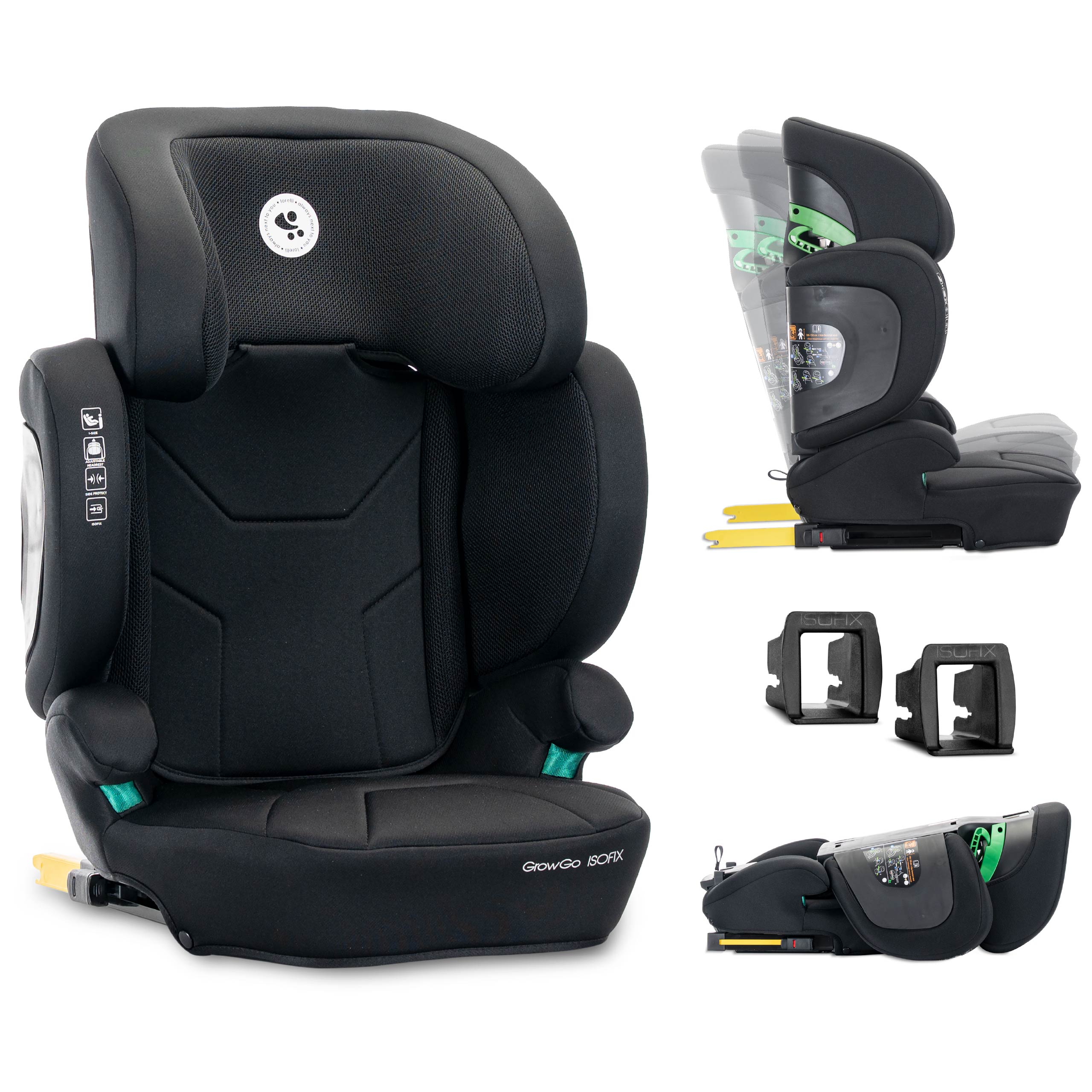 Lorelli Growgo - fotelik składany Isofix 100-150 I-Size | Black