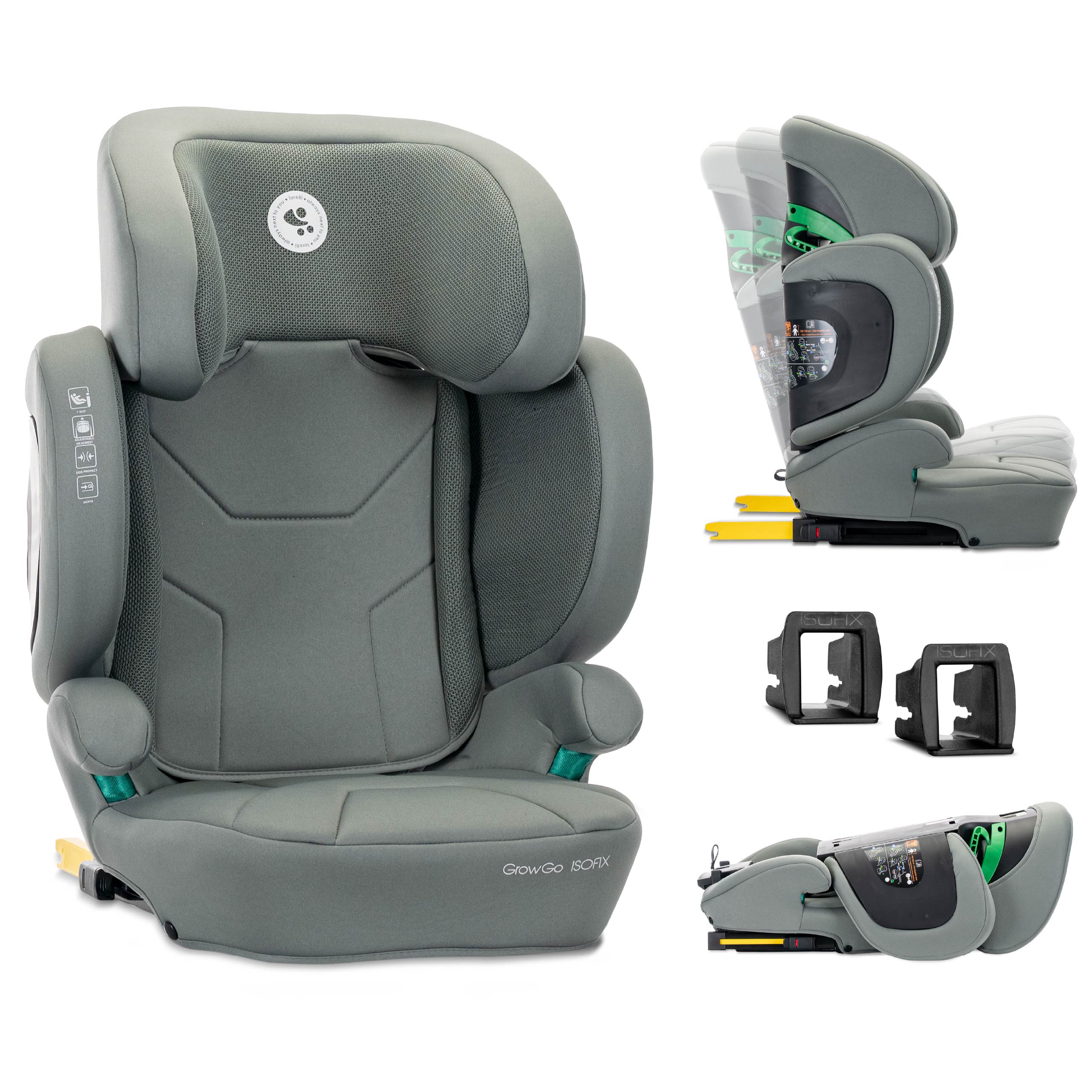 Lorelli Growgo - fotelik składany Isofix 100-150 I-Size | Green