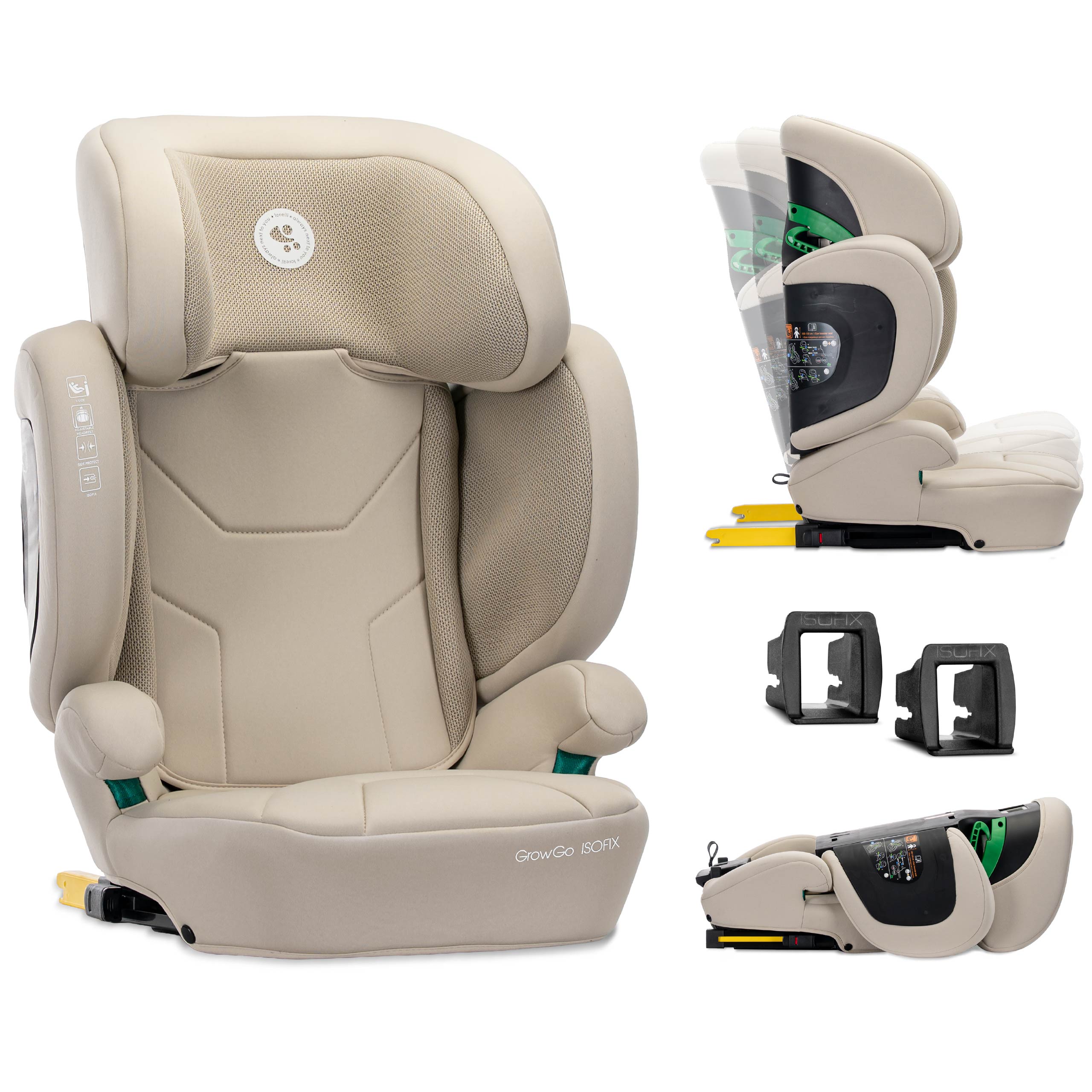 Lorelli Growgo - fotelik składany Isofix 100-150 I-Size | Beige