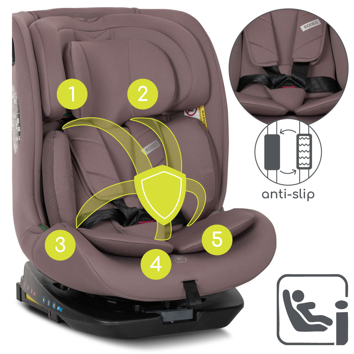 Lorelli Rodeo - fotelik 40-150 cm ISOFIX 360 | Pink.