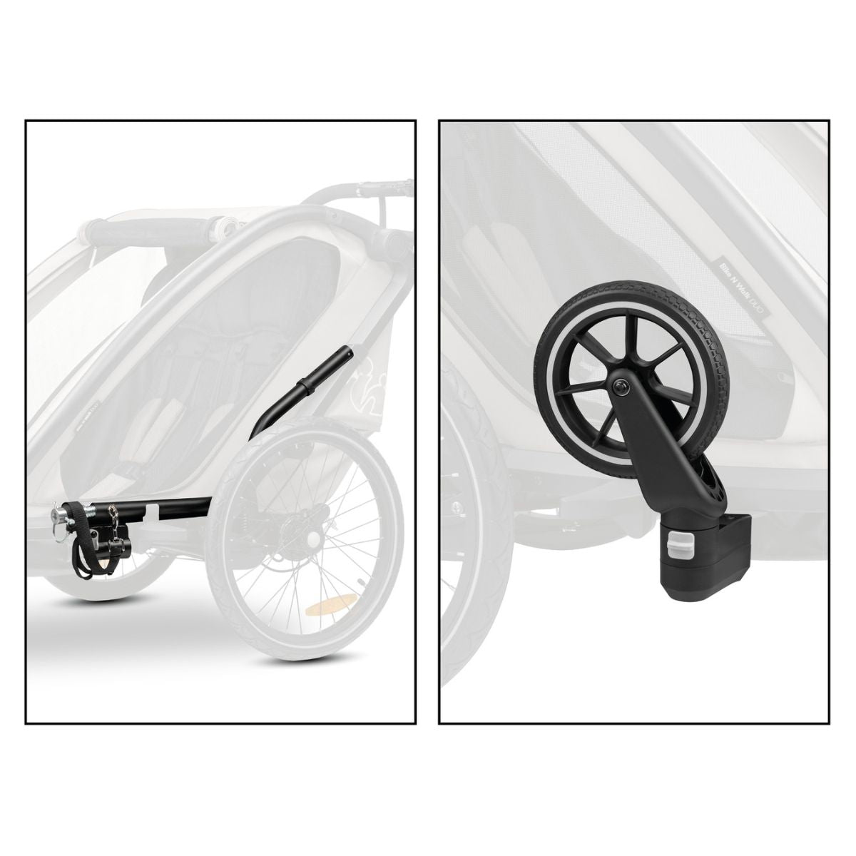 Hauck Bike n Walk duo - przyczepka rowerowa dwuosobowa | Light Grey.