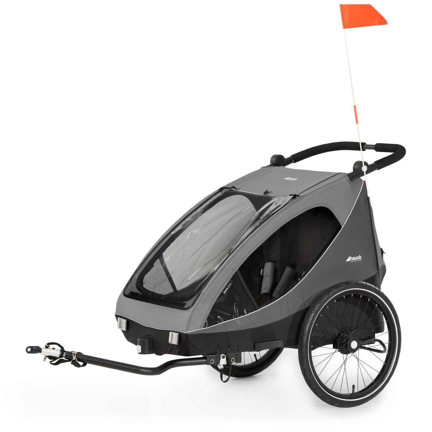 Hauck Dryk Duo - przyczepka rowerowa dwuosobowa | Grey.