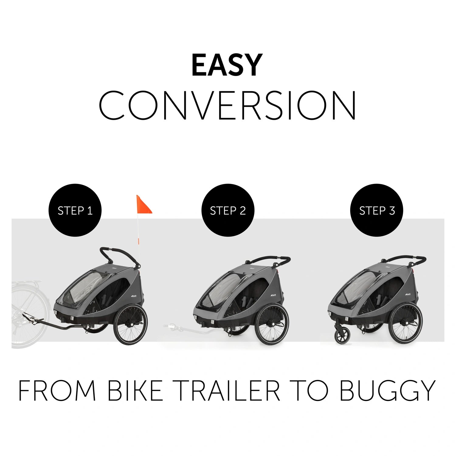 Hauck Dryk Duo - przyczepka rowerowa dwuosobowa | Grey