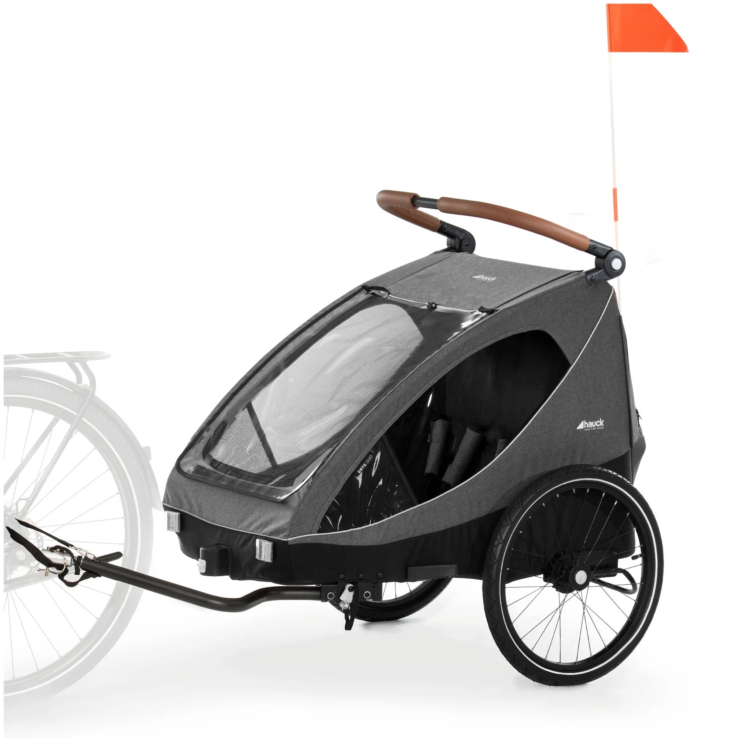 Hauck Dryk Duo - przyczepka rowerowa dwuosobowa | Melange Grey
