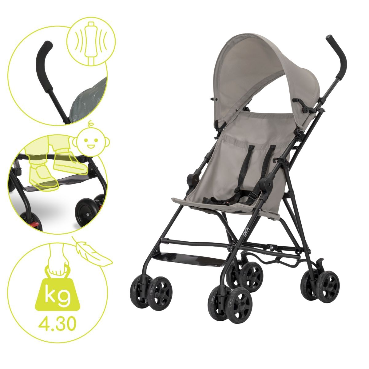 Lorelli Vaya - wózek spacerówka parasolka do 22kg | Grey