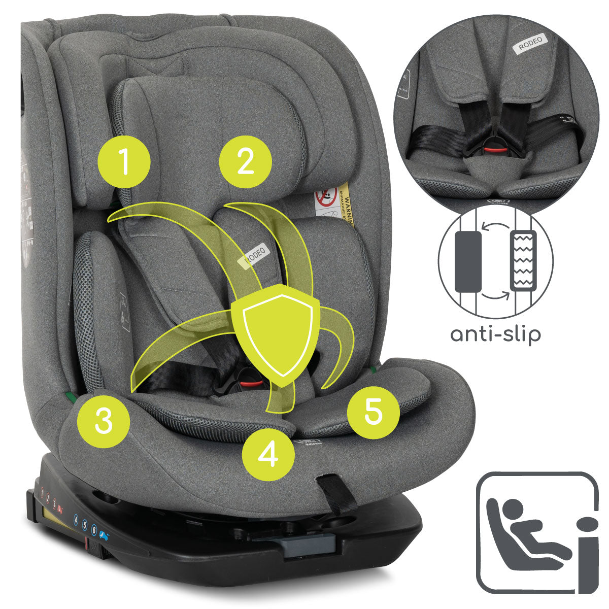 Lorelli Rodeo - fotelik 40-150 cm ISOFIX 360 | Grey.