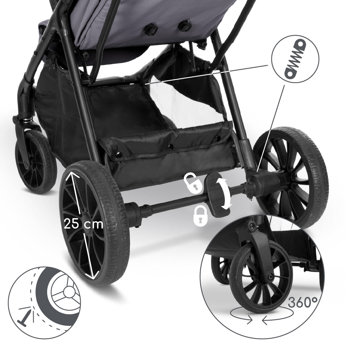 Lorelli Nuvella - wózek spacerowy do 22kg | Grey