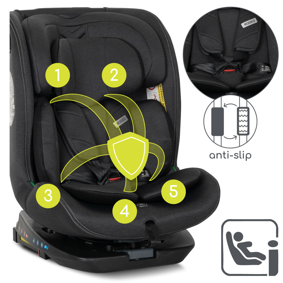 Lorelli Rodeo - fotelik 40-150 cm ISOFIX 360 | Black.