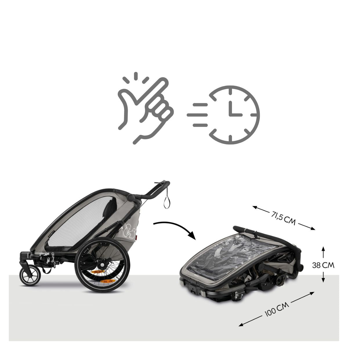 Hauck Bike n Walk duo - przyczepka rowerowa dwuosobowa | Light Grey.