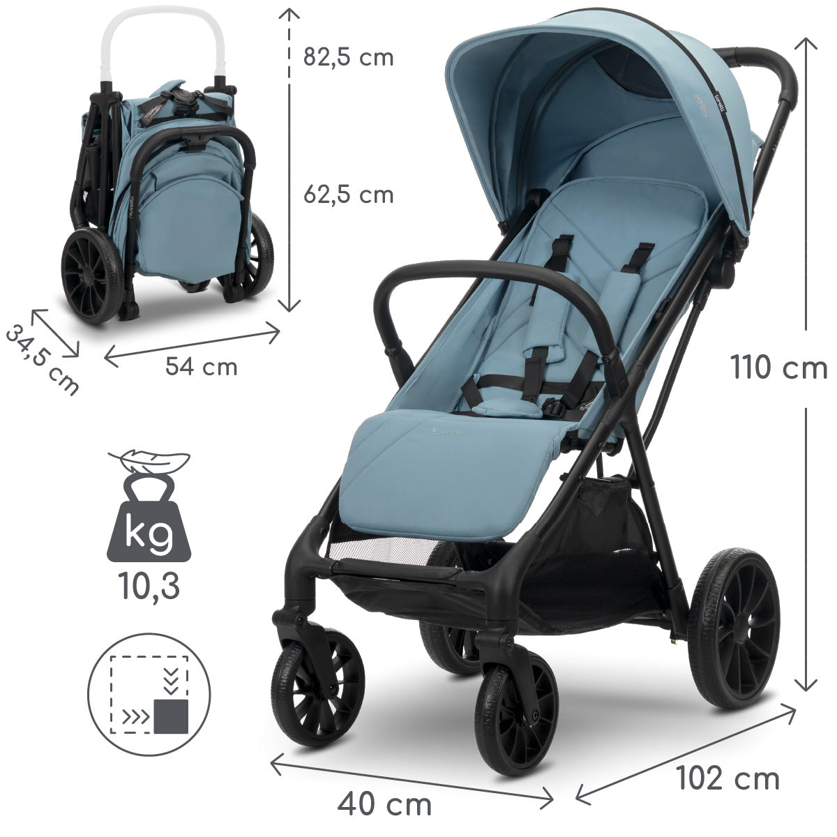 Lorelli Nuvella - wózek spacerowy do 22kg | Blue