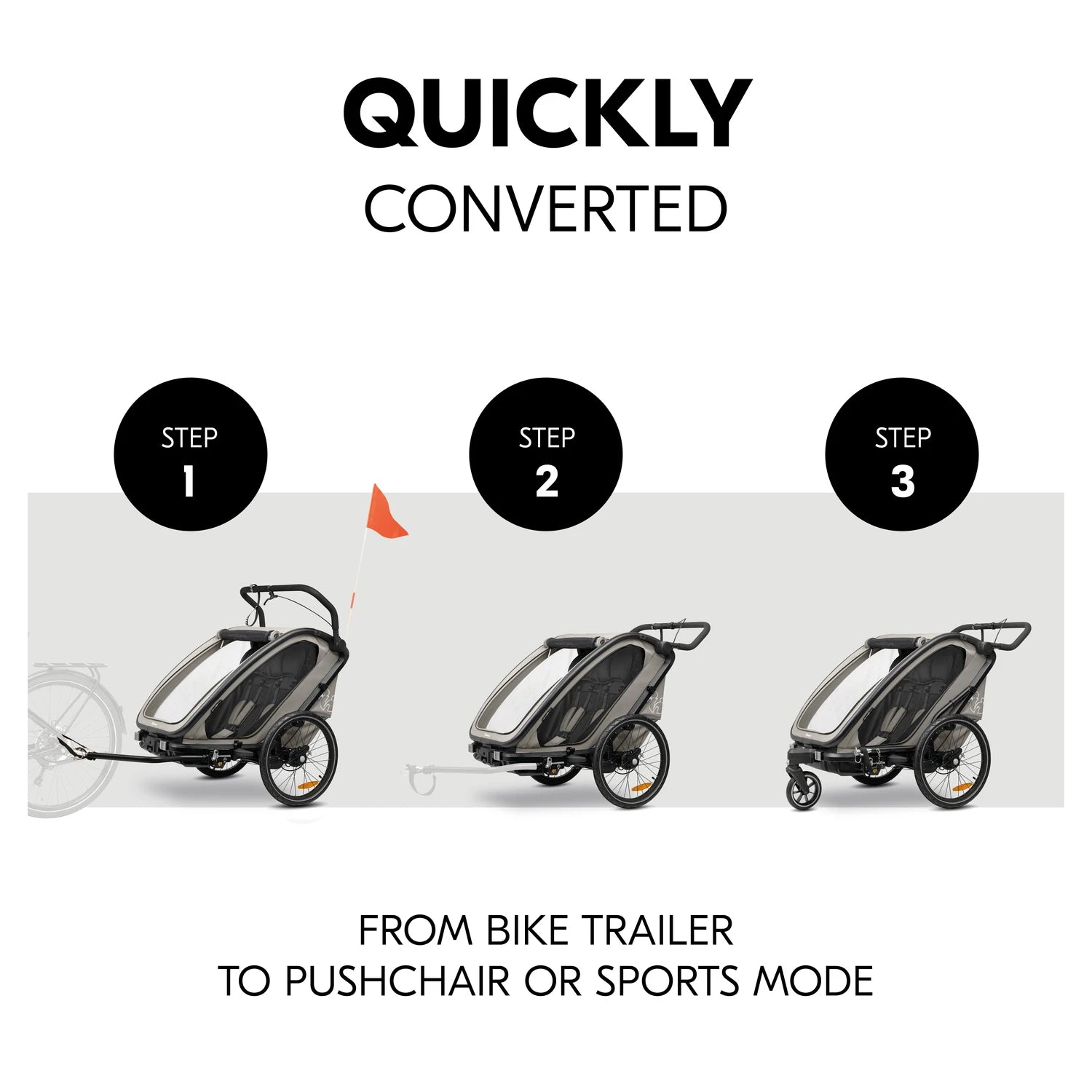 Hauck Bike n Walk duo - przyczepka rowerowa dwuosobowa | Light Grey.