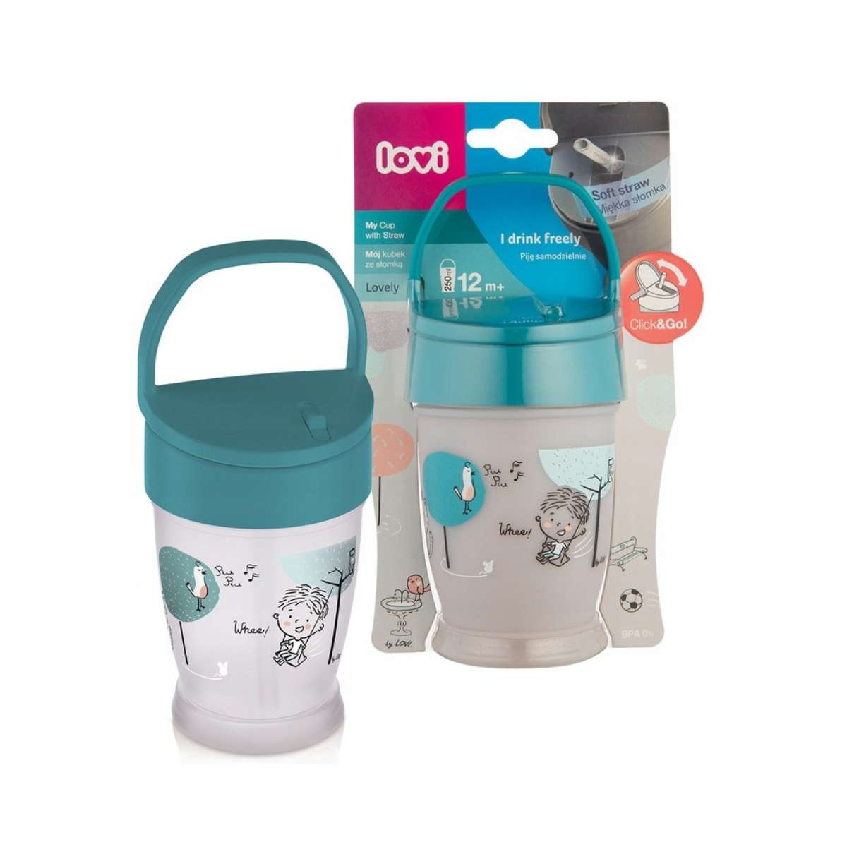 Lovi Kubek ze słomką Lovely Boy 250ml 12m+