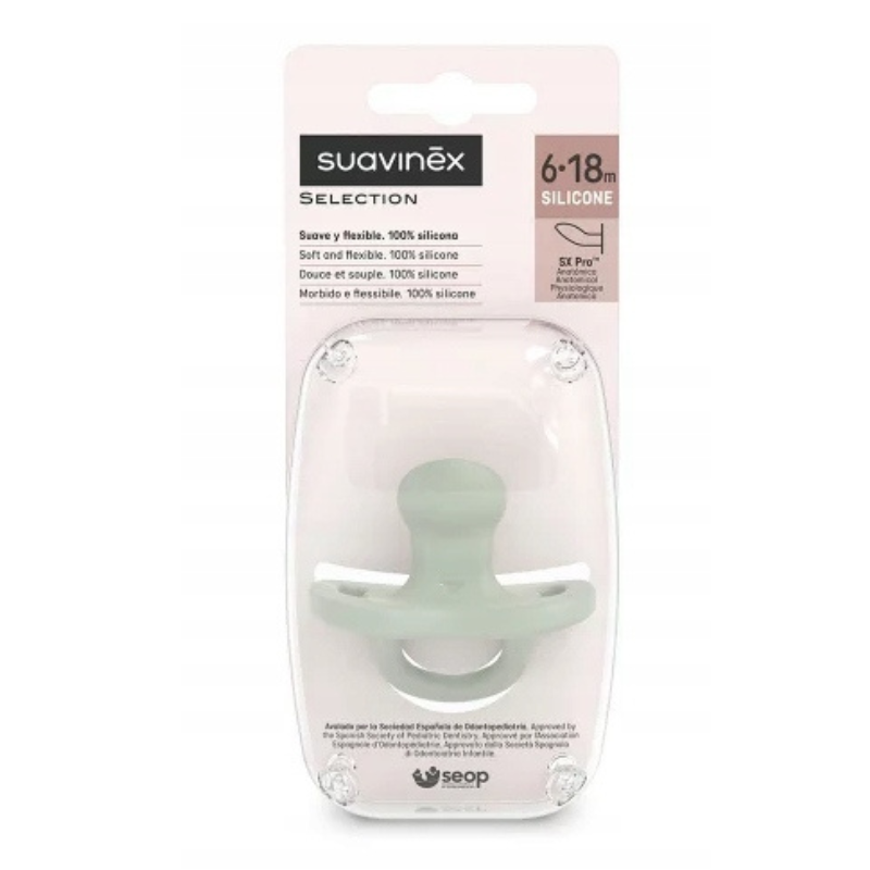 Suavinex Smoczek anatomiczny 6-18m SILIKON ESSENCE Zielony