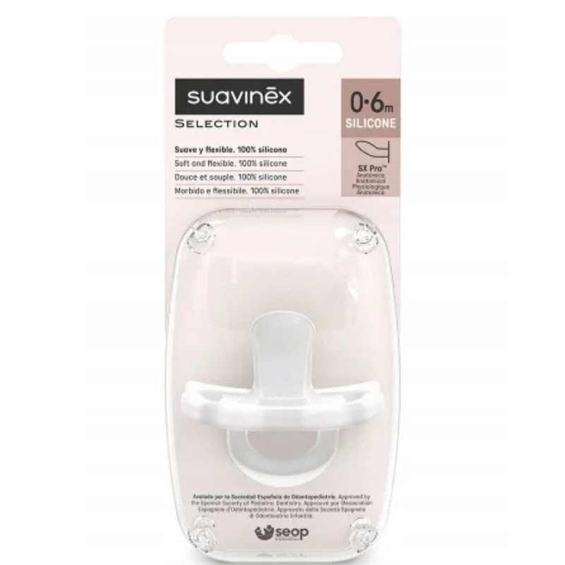 Suavinex Smoczek anatomiczny 0-6m SILIKON ESSENCE Transparentny