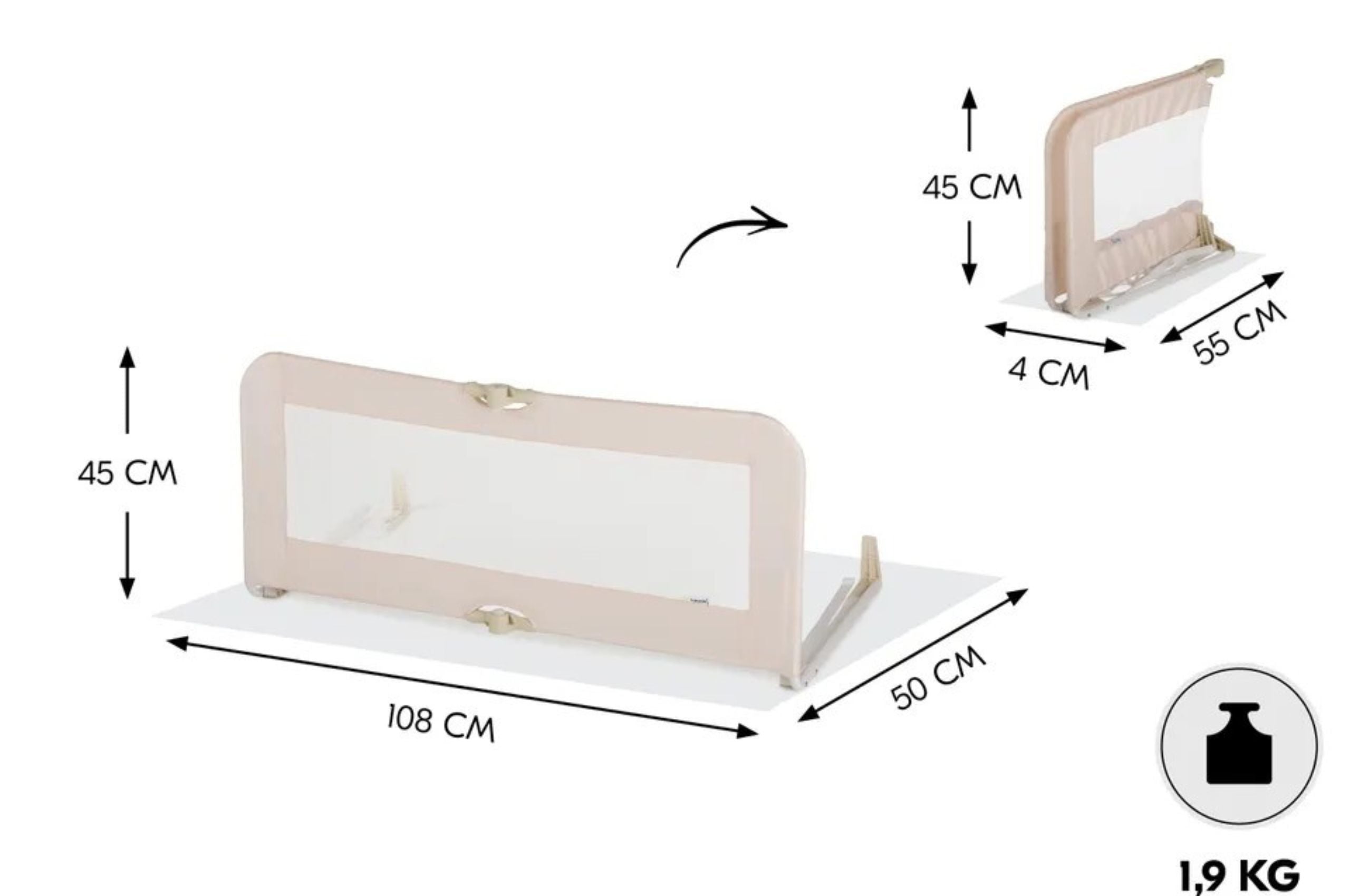 Hauck Sleep N Safe Plus - barierka do łóżka | Beige