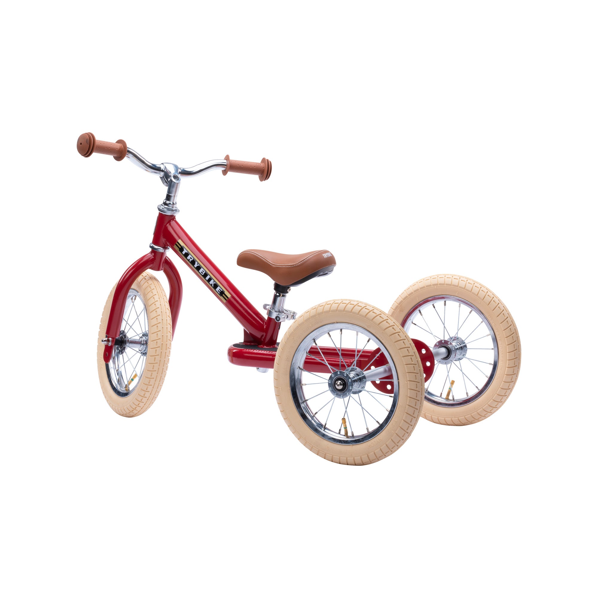 Pierwszy rowerek trójkołowy dziecięcy biegowy 2w1 czerwony matowy Trybike vintage 3wheeler