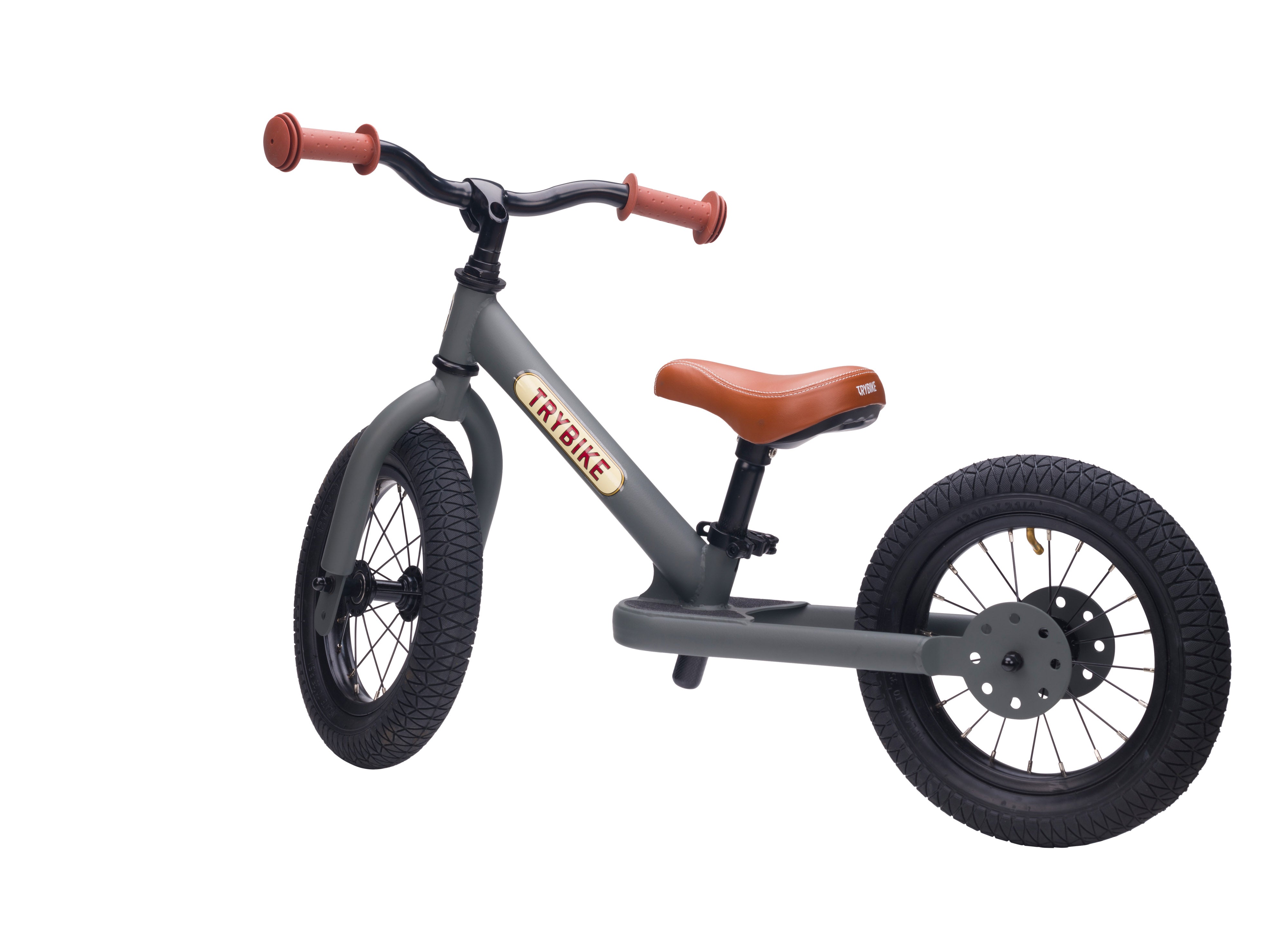 Pierwszy rowerek trójkołowy dziecięcy biegowy 2w1 szary matowy Trybike