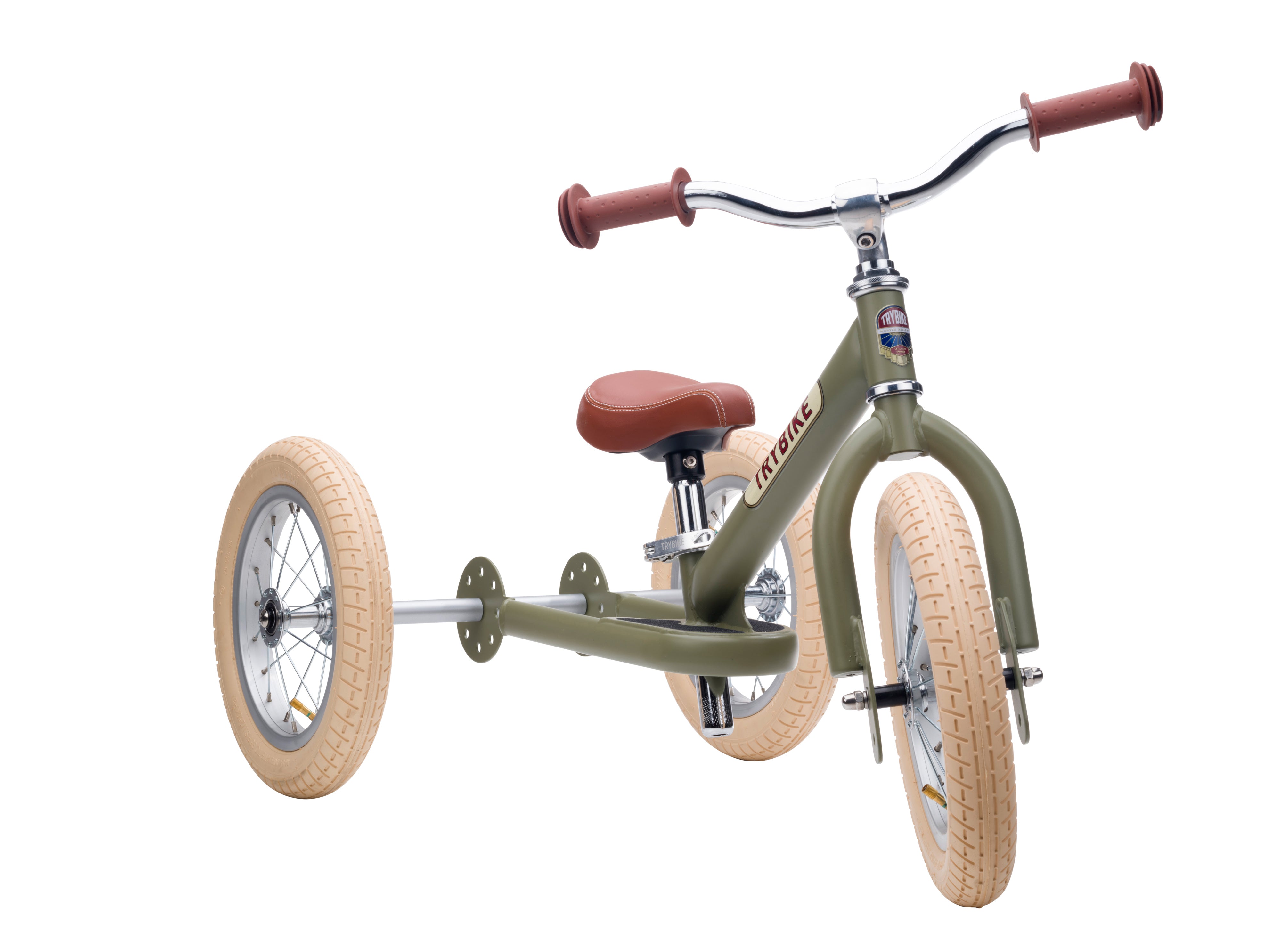 Pierwszy rowerek trójkołowy dziecięcy biegowy 2w1 zielony matowy Trybike