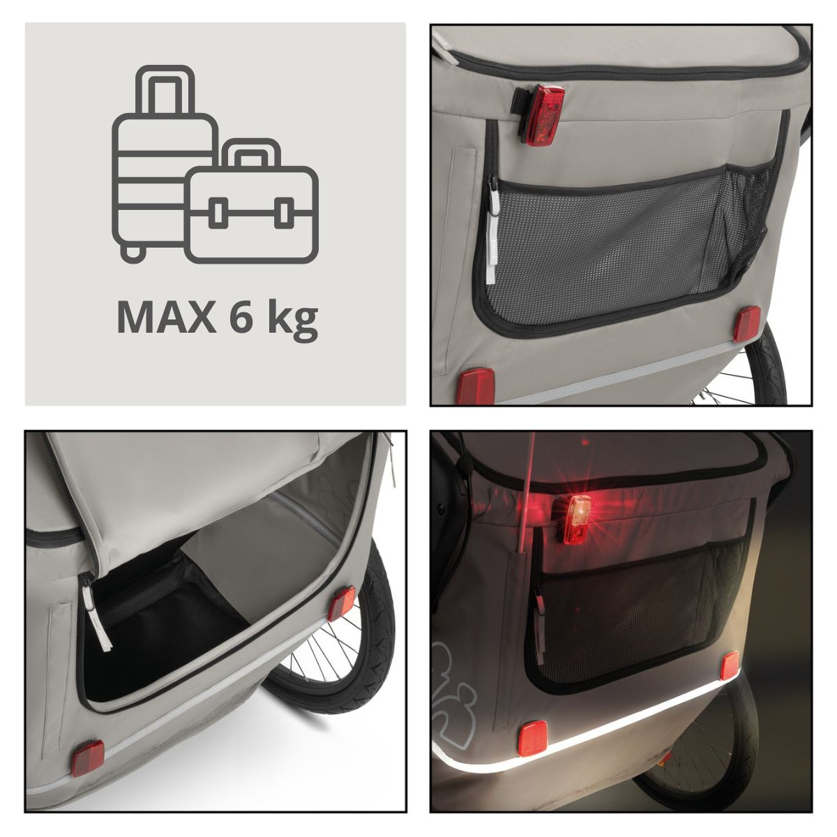 Hauck Bike n Walk duo - przyczepka rowerowa dwuosobowa | Light Grey.