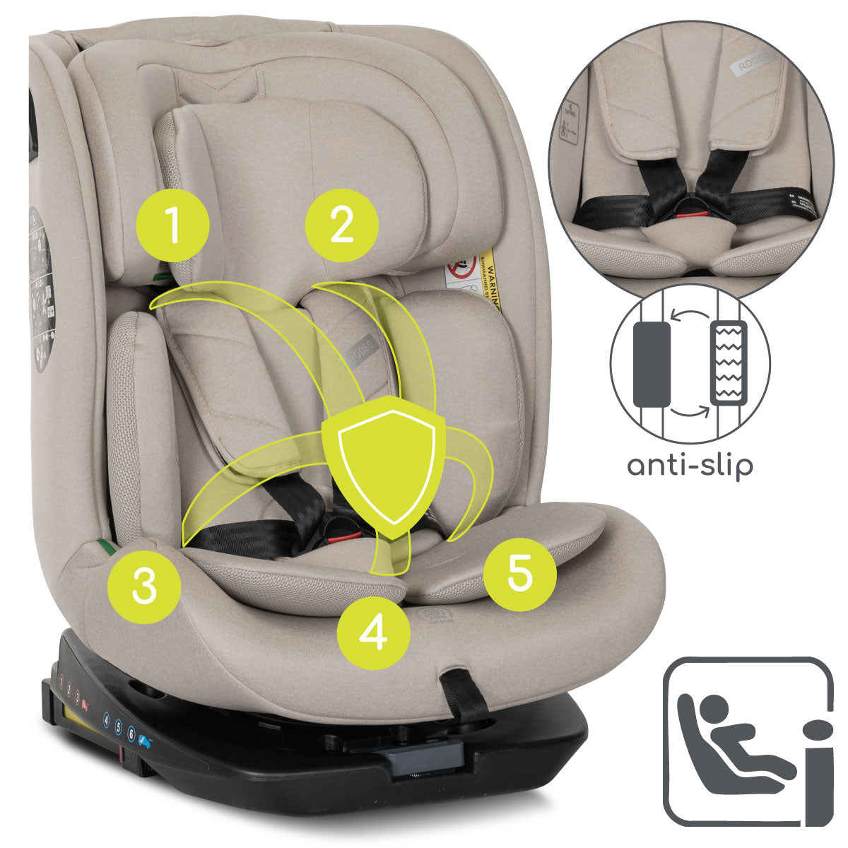 Lorelli Rodeo - fotelik 40-150 cm ISOFIX 360 | Beige.